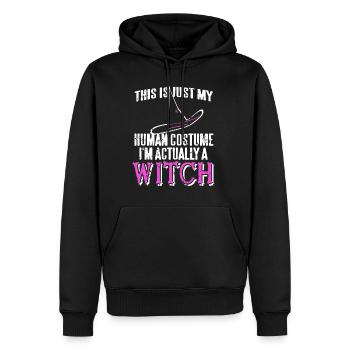 Hexe - This is my Human Costume Im actually a - Männer Premium Bio Hoodie - Schwarz - Vorne - Nico (187cm)