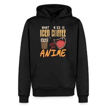 Ce dont j’ai besoin, c’est de café glacé et de mon anime - Sweat à capuche Premium bio Homme - noir - Devant - Nico (187cm)