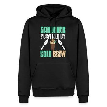 Jardinier propulsé par Cold Brew - Sweat à capuche Premium bio Homme - noir - Devant - Nico (187cm)