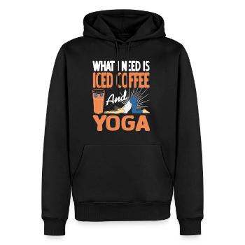 What i need is iced Coffee and Yoga - Men’s Premium Organic Hoodie - black - Front - Nico (187cm)