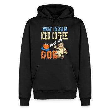 What i need is iced Coffee and my dog - Männer Premium Bio Hoodie - Schwarz - Vorne - Nico (187cm)