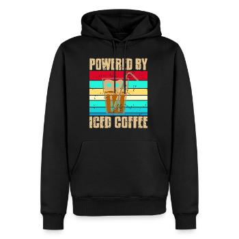 Propulsé par du café glacé - Sweat à capuche Premium bio Homme - noir - Devant - Nico (187cm)