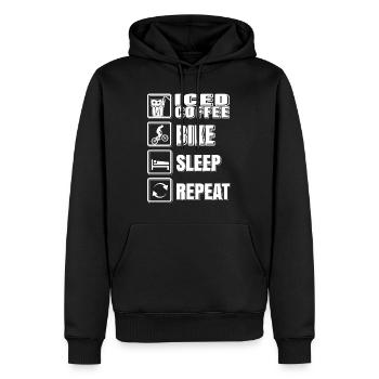 Iced Coffee Bike Sleep Reapeat - Männer Premium Bio Hoodie - Schwarz - Vorne - Nico (187cm)