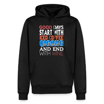 Good Days Start with Iced coffee qigong and end - Männer Premium Bio Hoodie - Schwarz - Vorne - Nico (187cm)