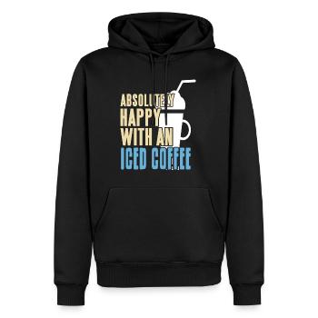 Absolutely happy with an iced coffee - Männer Premium Bio Hoodie - Schwarz - Vorne - Nico (187cm)