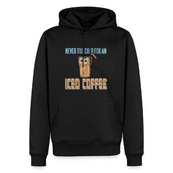 Jamais trop froid pour un café glacé - Sweat à capuche Premium bio Homme - noir - Devant - Nico (187cm)