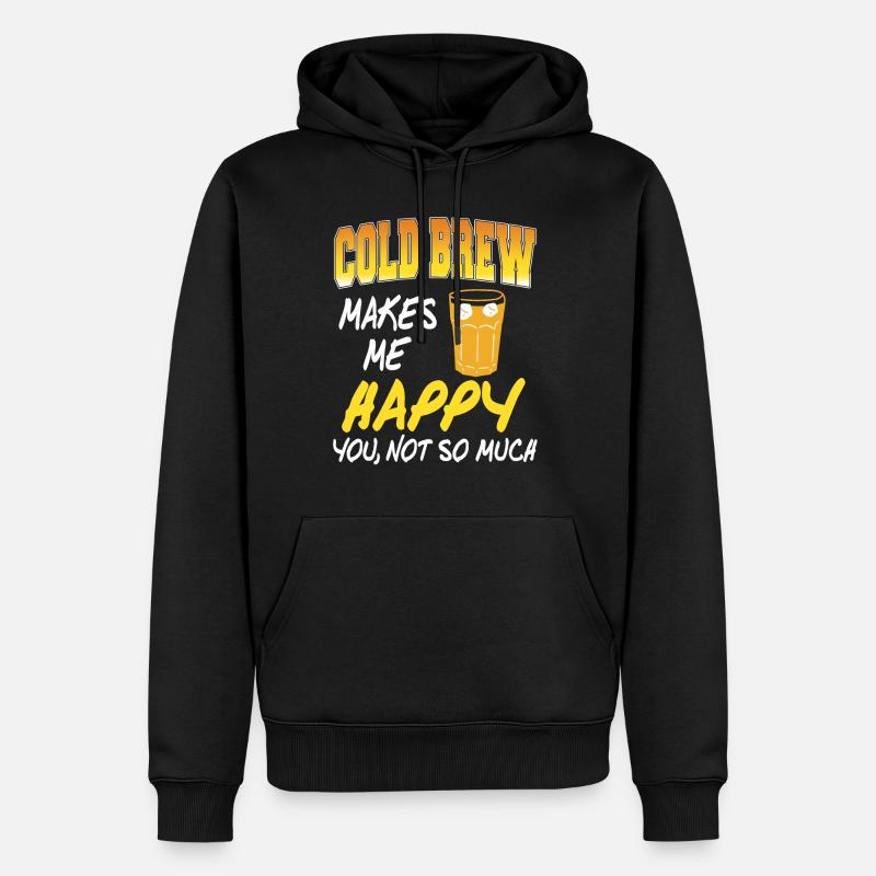 Cold brew makes me happy - Männer Premium Bio Hoodie - Schwarz