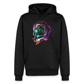Colorful Stylized Female Calaveras Makeup Day Of - Männer Premium Bio Hoodie - Schwarz - Vorne - Nico (187cm)