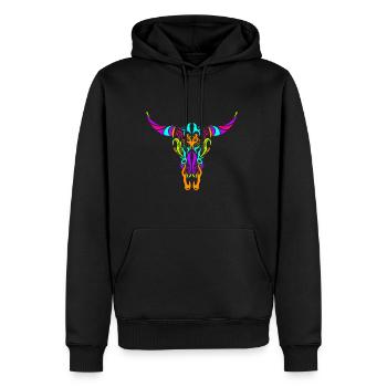 Stylized Cow Longhorn Skull Painting Day Of The - Männer Premium Bio Hoodie - Schwarz - Vorne - Nico (187cm)