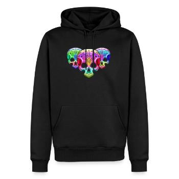 Three Colorful Gradient Sugar Skull Day Of The - Men’s Premium Organic Hoodie - black - Front - Nico (187cm)