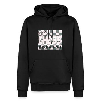 Échecs - Dites échecs - Sweat à capuche Premium bio Homme - noir - Devant - Nico (187cm)