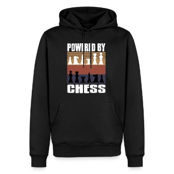 Powered by chess - Männer Premium Bio Hoodie - Schwarz - Vorne - Nico (187cm)