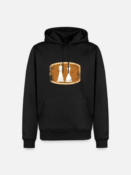 Pièces d’échecs de dames King - Sweat à capuche Premium bio Homme - noir