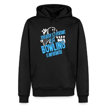 Aducation is important but bowling is importanter - Männer Premium Bio Hoodie - Schwarz - Vorne - Nico (187cm)
