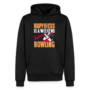 Happiness is a weekend spent bowling - Men’s Premium Organic Hoodie - black - Front - Nico (187cm)