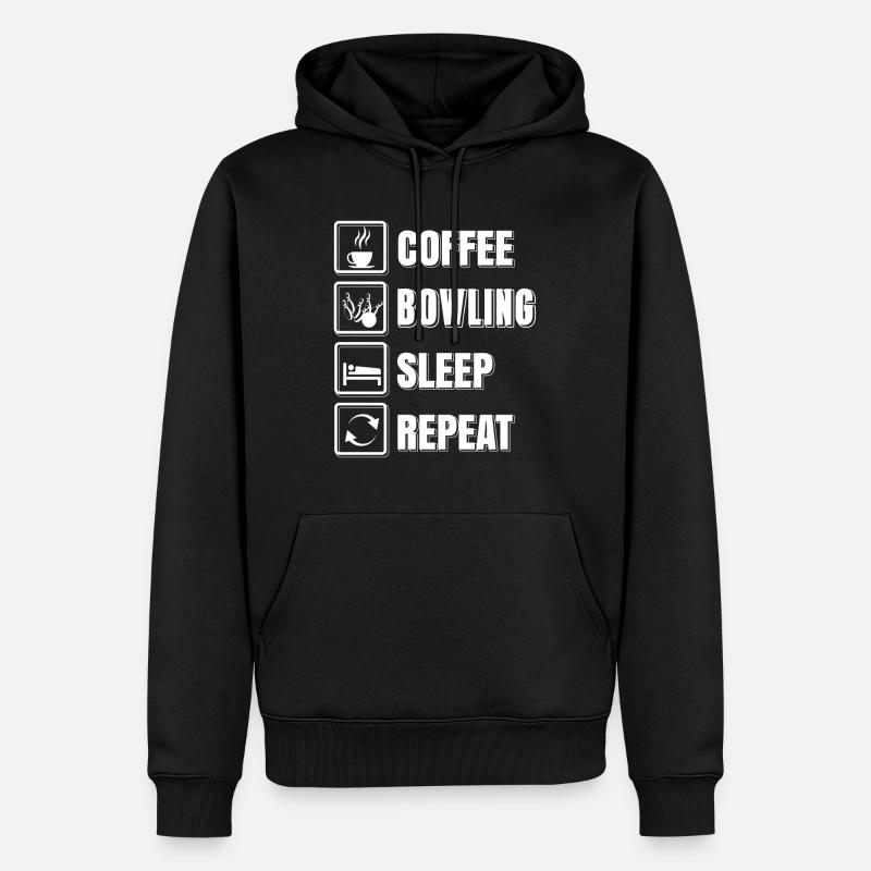 Café bowling sommeil répéter - Sweat à capuche Premium bio Homme - noir