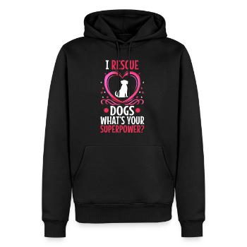 Je sauve les chiens quel est votre super-pouvoir - Sweat à capuche Premium bio Homme - noir - Devant - Nico (187cm)