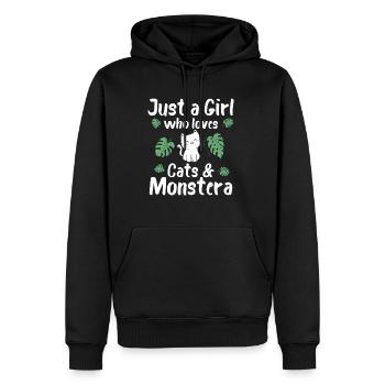 Juste une fille qui aime les chats et Monstera - Sweat à capuche Premium bio Homme - noir - Devant - Nico (187cm)