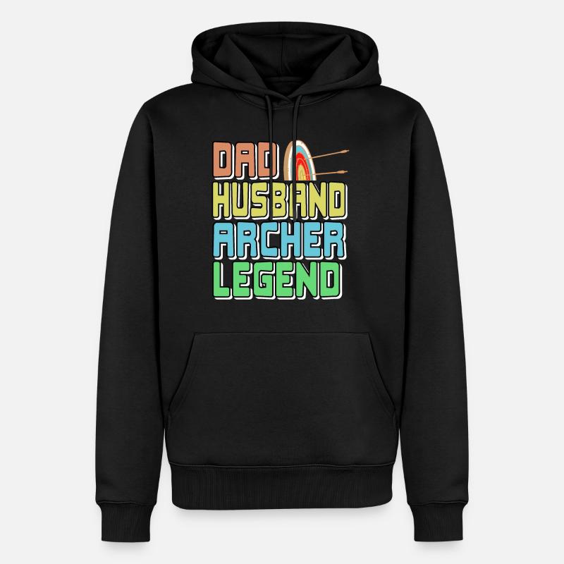 Dad Husband Archer Legend - Männer Premium Bio Hoodie - Schwarz