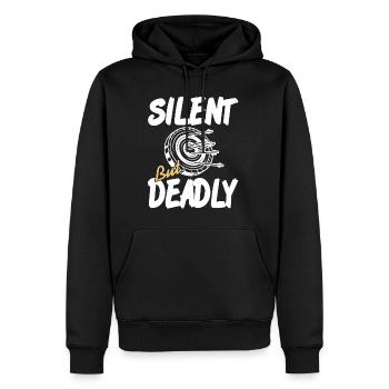 Bogenschütze - Silent but Deadly - Männer Premium Bio Hoodie - Schwarz - Vorne - Nico (187cm)