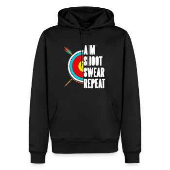 Aim Shoot Swear Repeat - Männer Premium Bio Hoodie - Schwarz - Vorne - Nico (187cm)
