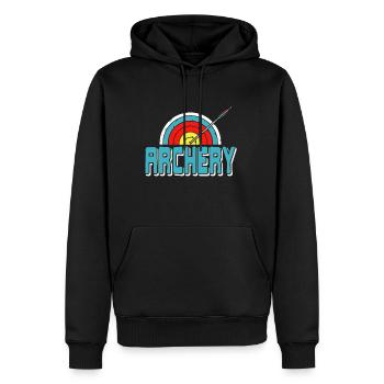 Archery with arrow and target - Men’s Premium Organic Hoodie - black - Front - Nico (187cm)