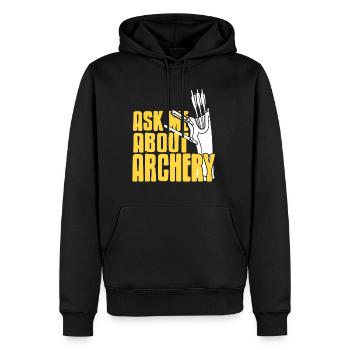 Posez-moi des questions sur le tir à l’arc - Sweat à capuche Premium bio Homme - noir - Devant - Nico (187cm)