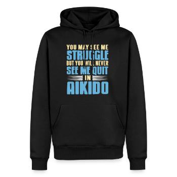 Me voir lutter ne jamais me voir abandonner en aïkido - Sweat à capuche Premium bio Homme - noir - Devant - Nico (187cm)