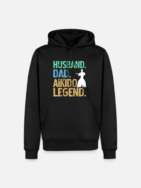 Husband dad aikido legend - Men’s Premium Organic Hoodie - black