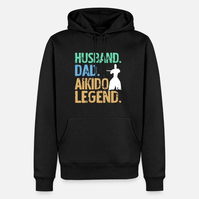 Mari papa légende de l’aïkido - Sweat à capuche Premium bio Homme - noir