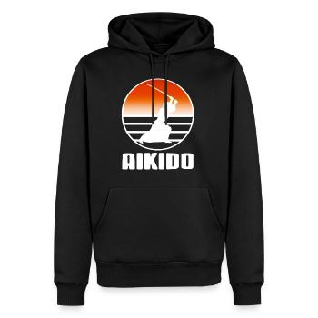 Aikido Kämpfer mit schwert - Männer Premium Bio Hoodie - Schwarz - Vorne - Nico (187cm)