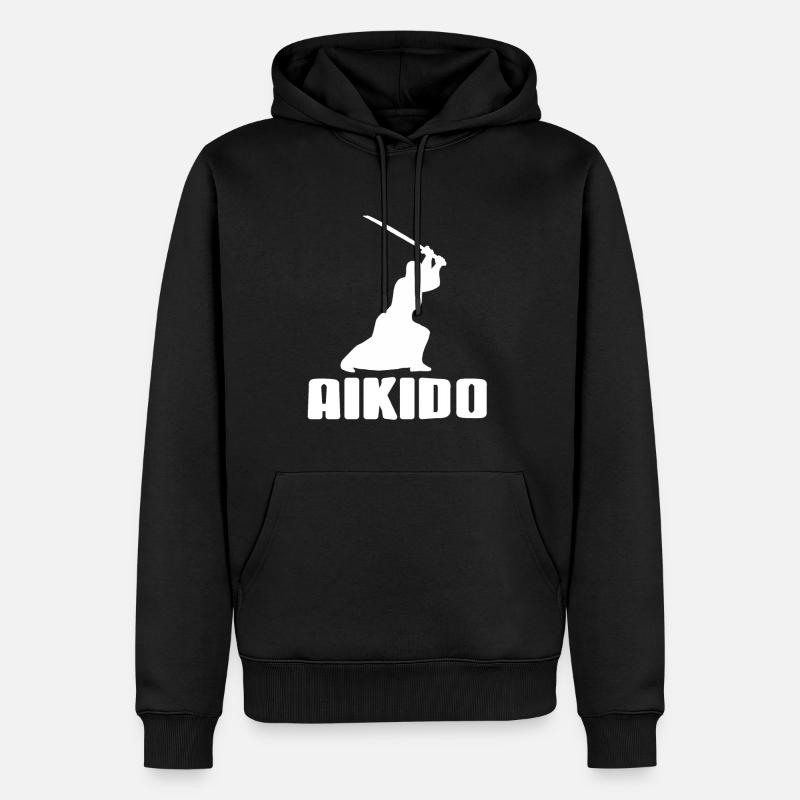 Combattant d’Aïkido à l’épée - Sweat à capuche Premium bio Homme - noir