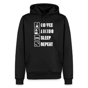 Café Aïkido Sommeil répéter - Sweat à capuche Premium bio Homme - noir - Devant - Nico (187cm)