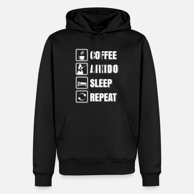 Café Aïkido Sommeil répéter - Sweat à capuche Premium bio Homme - noir