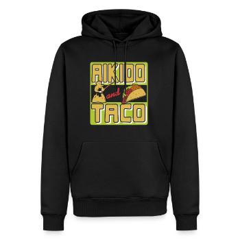 Aïkido et Taco - Sweat à capuche Premium bio Homme - noir - Devant - Nico (187cm)