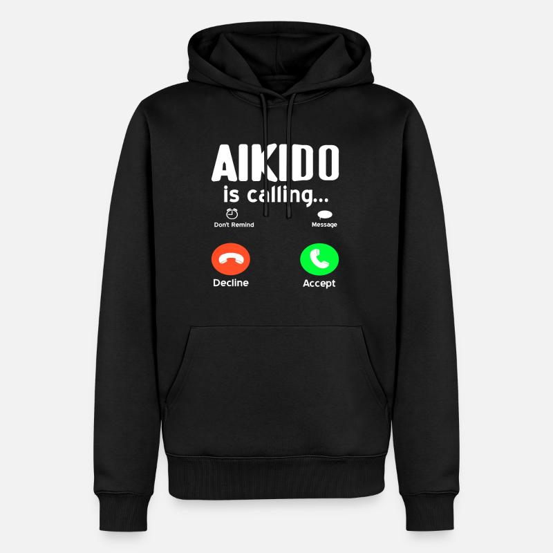 Aikido is calling - Männer Premium Bio Hoodie - Schwarz