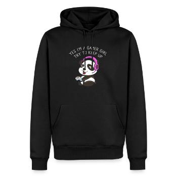 Gamer Girl Try To Keep Up Headset Gamer Panda - Männer Premium Bio Hoodie - Schwarz - Vorne - Nico (187cm)