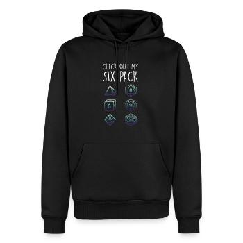 Découvrez mes dés Six Pack - Sweat à capuche Premium bio Homme - noir - Devant - Nico (187cm)