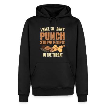 I bake so i dont punch stupid people in the throat - Männer Premium Bio Hoodie - Schwarz - Vorne - Nico (187cm)