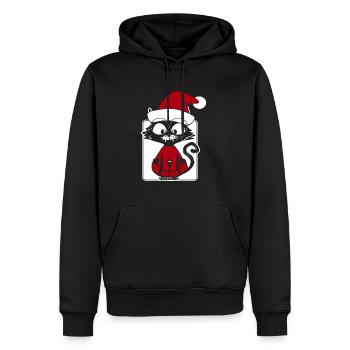 Katze Weihnachtsmann - Männer Premium Bio Hoodie - Schwarz - Vorne - Nico (187cm)