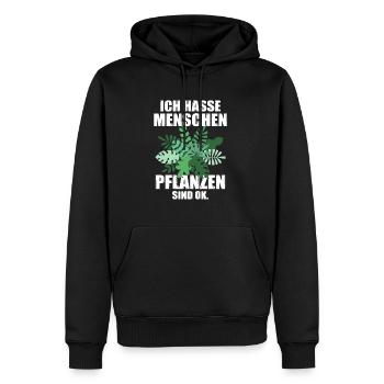 Ich hasse Menschen Pflanzen sind OK Zimmerpflanze - Männer Premium Bio Hoodie - Schwarz - Vorne - Nico (187cm)