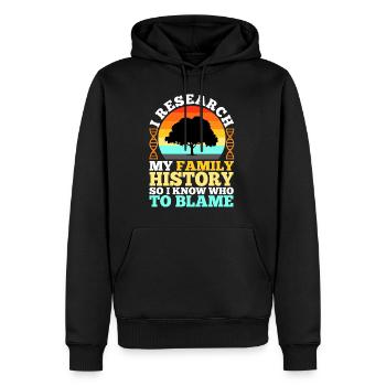 I research my family history - Männer Premium Bio Hoodie - Schwarz - Vorne - Nico (187cm)
