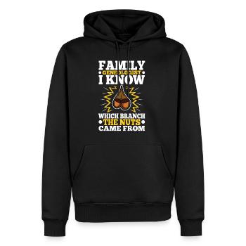 Family genealogist i know which branch the nuts - Männer Premium Bio Hoodie - Schwarz - Vorne - Nico (187cm)