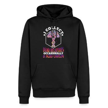 I collect dead relatives and occasionally a live - Männer Premium Bio Hoodie - Schwarz - Vorne - Nico (187cm)