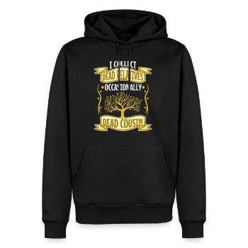 I collect dead relatives and occasionally a live - Männer Premium Bio Hoodie - Schwarz - Vorne - Nico (187cm)