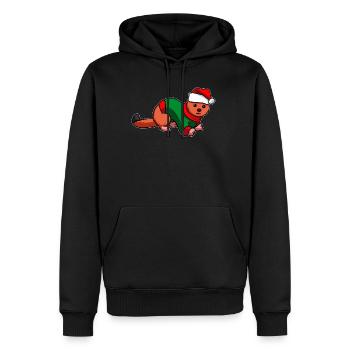 Furet belette en costume de Noël - Sweat à capuche Premium bio Homme - noir - Devant - Nico (187cm)