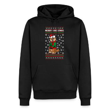 Suricates de Noël - Sweat à capuche Premium bio Homme - noir - Devant - Nico (187cm)