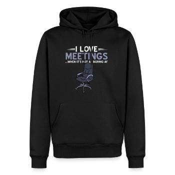 I love Meetings when not as boring af. - Men’s Premium Organic Hoodie - black - Front - Nico (187cm)