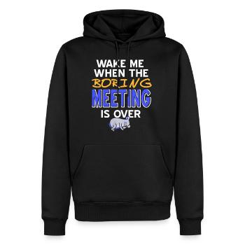 Wake me when the boringness in this office is over - Men’s Premium Organic Hoodie - black - Front - Nico (187cm)