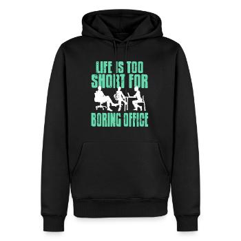 Life is too short for boring office - Männer Premium Bio Hoodie - Schwarz - Vorne - Nico (187cm)